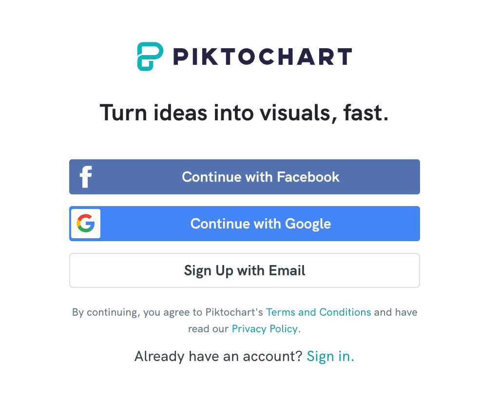 Piktochart 免費模板設計網站，可設計圖表海報、分析圖、報告、文宣、社交網站貼文