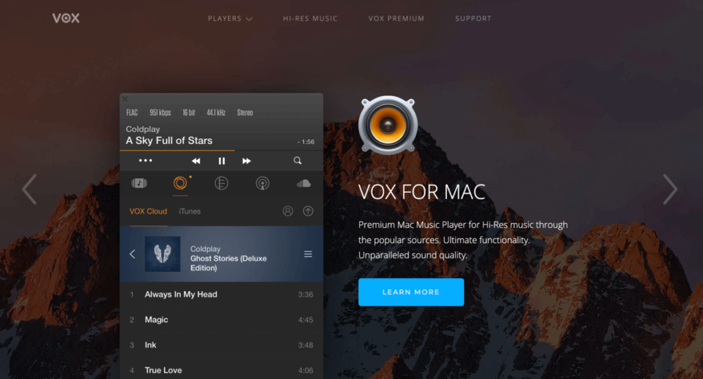Vox Music Player 免費 MAC 音樂播放器，可自訂播放列表跟精選歌單