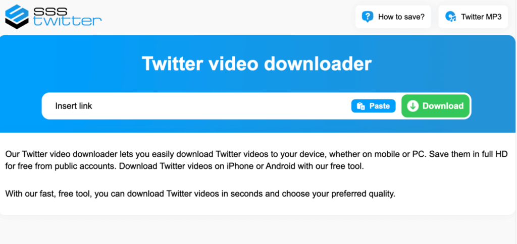 SSSTwitter 免費 Twitter/X 影片下載工具,支援 MP4/MP3下載 SSSTwitter 免費 Twitter/X 影片下載工具,支援 MP4/MP3下載