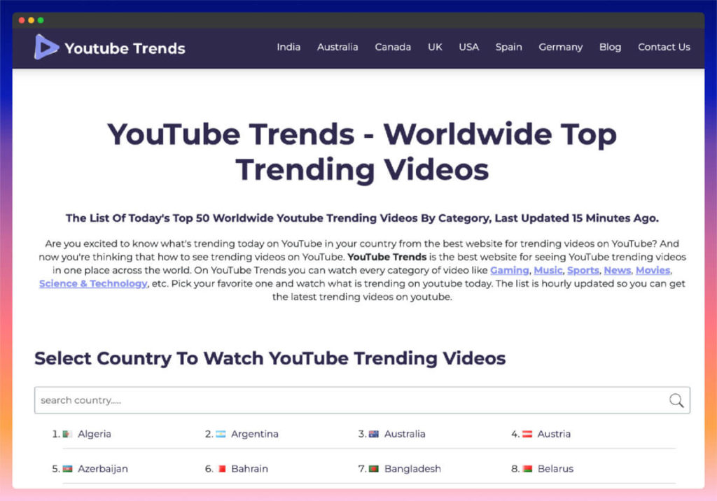 YTTrendz 追蹤 Youtube 每日最熱門各國影片 YTTrendz 追蹤 Youtube 每日最熱門各國影片