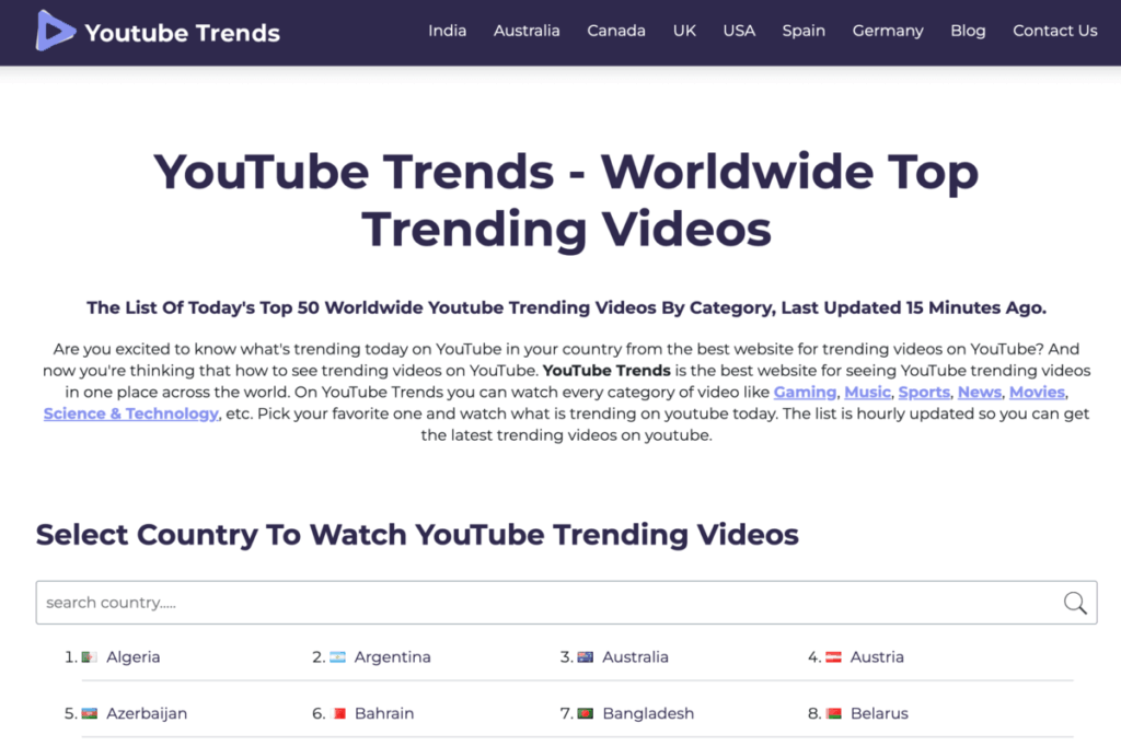 YTTrendz 追蹤 Youtube 每日最熱門各國影片 YTTrendz 追蹤 Youtube 每日最熱門各國影片