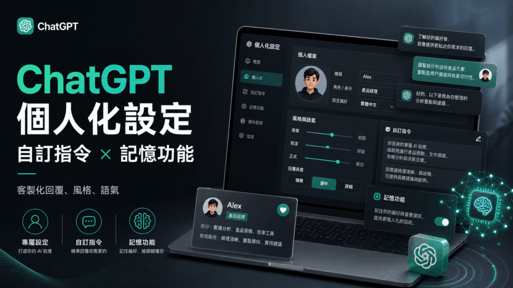 Chatgpt 個人化自訂指令與記憶怎麼設定?教你客製化Chatgpt回覆、風格跟語氣! Chatgpt 個人化自訂指令與記憶怎麼設定?教你客製化Chatgpt回覆、風格跟語氣!