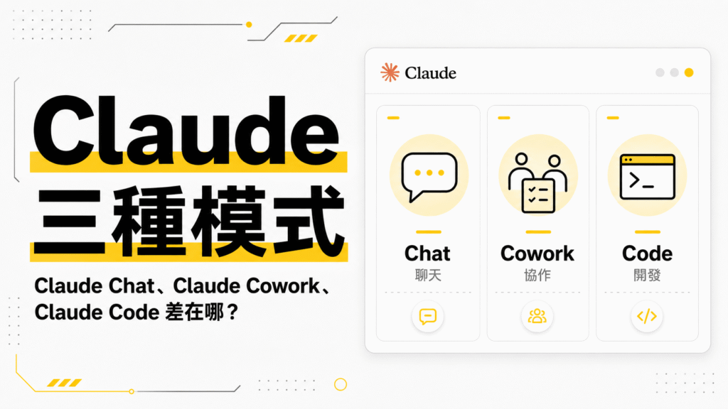 Claude Chat、Claude Cowork、Claude Code 差在哪?怎麼選?使用Claude 的三種模式! Claude Chat、Claude Cowork、Claude Code 差在哪?