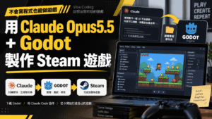 用 Claude Opus5.5 + Godot 製作 Steam 遊戲!不用寫程式碼也能開發遊戲 用 Claude Opus5.5 + Godot 製作 Steam 遊戲!不用寫程式碼也能製作遊戲