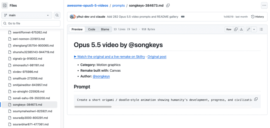 Awesome Opus 5.5 Videos 收錄上百個 Claude Opus 5.5 動畫提示詞！可製作 Logo 片頭與解說動畫